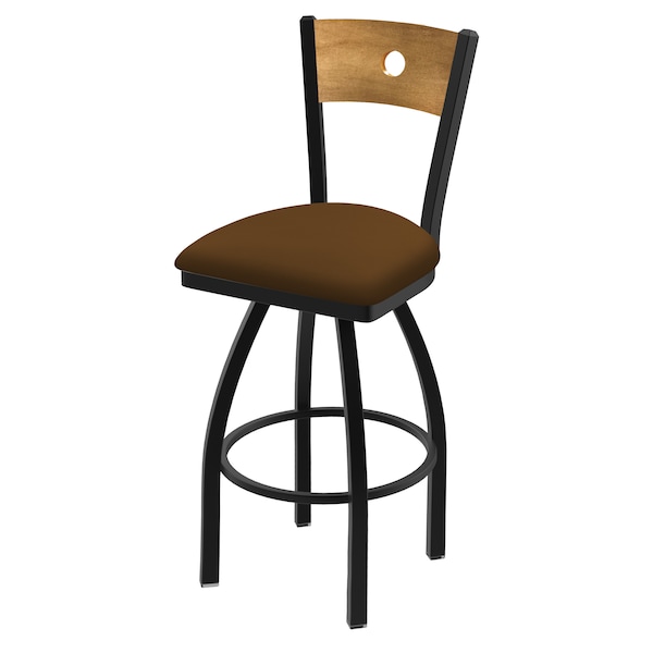 25" Swivel Counter Stool, Black Wrinkle, Med Back, Canter Thatch Seat